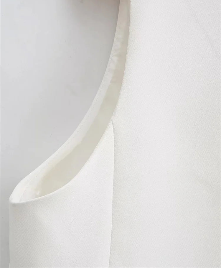 Chic dames gilet met V-hals in witte kleur