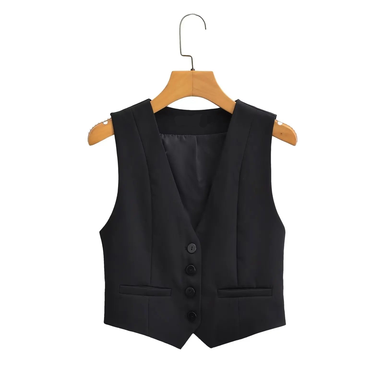 Chic dames gilet met V-hals in zwarte kleur