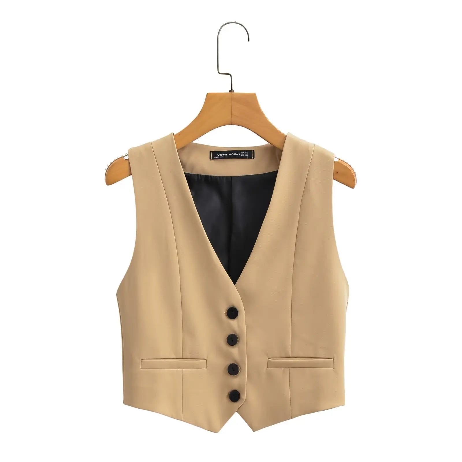 Chic dames gilet met V-hals in camel/beige kleur