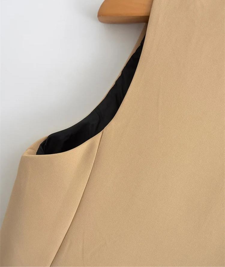 Chic dames gilet met V-hals in camel/beige kleur